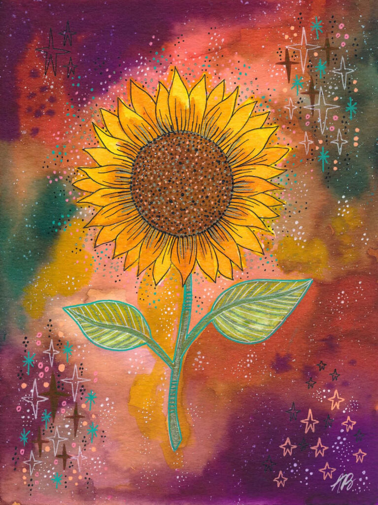 Vibrant Sunflower Wallpaper: Stars & Colorful Abstract Background