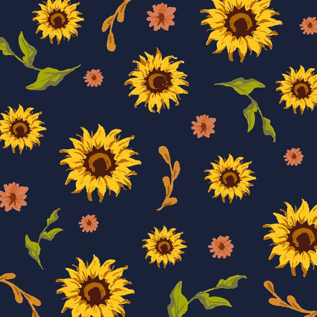 Vibrant Sunflower Wallpaper: Bright Blooms on Dark Background