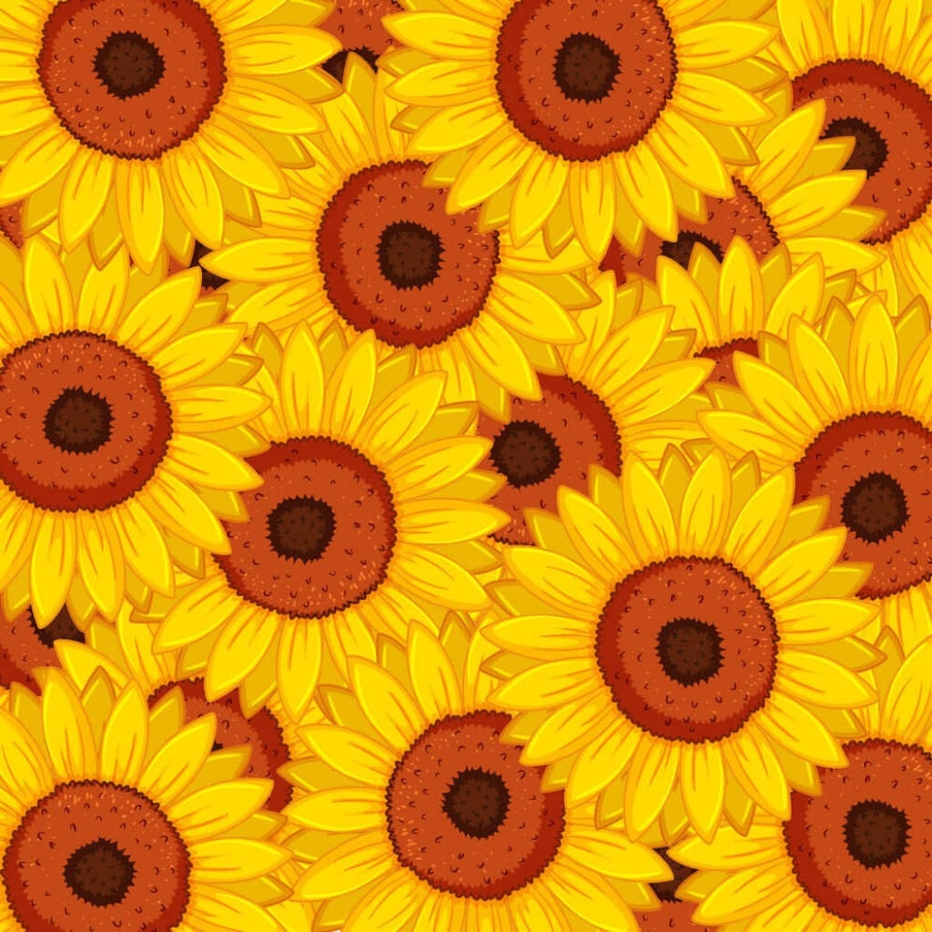 Vibrant Sunflower Wallpaper: Cheerful Seamless Pattern Background