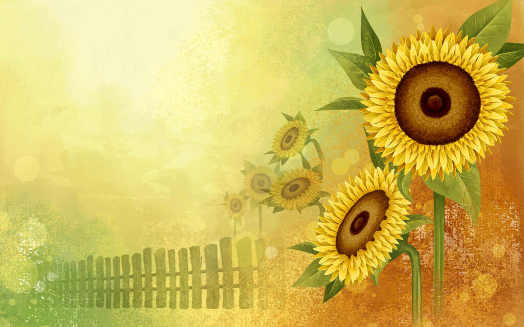 Vibrant Sunflower Wallpaper with Rustic Warm Background