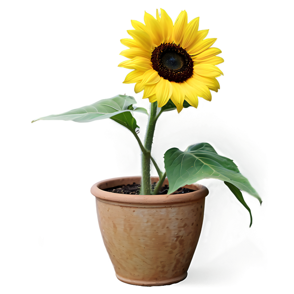 Vibrant Sunflower in Terracotta Pot - Bright Yellow Background Art Wallpaper