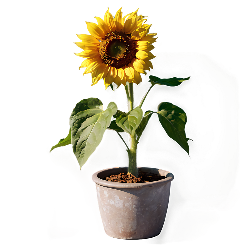 Vibrant Sunflower in Pot - Transparent Background for Easy Design Wallpaper