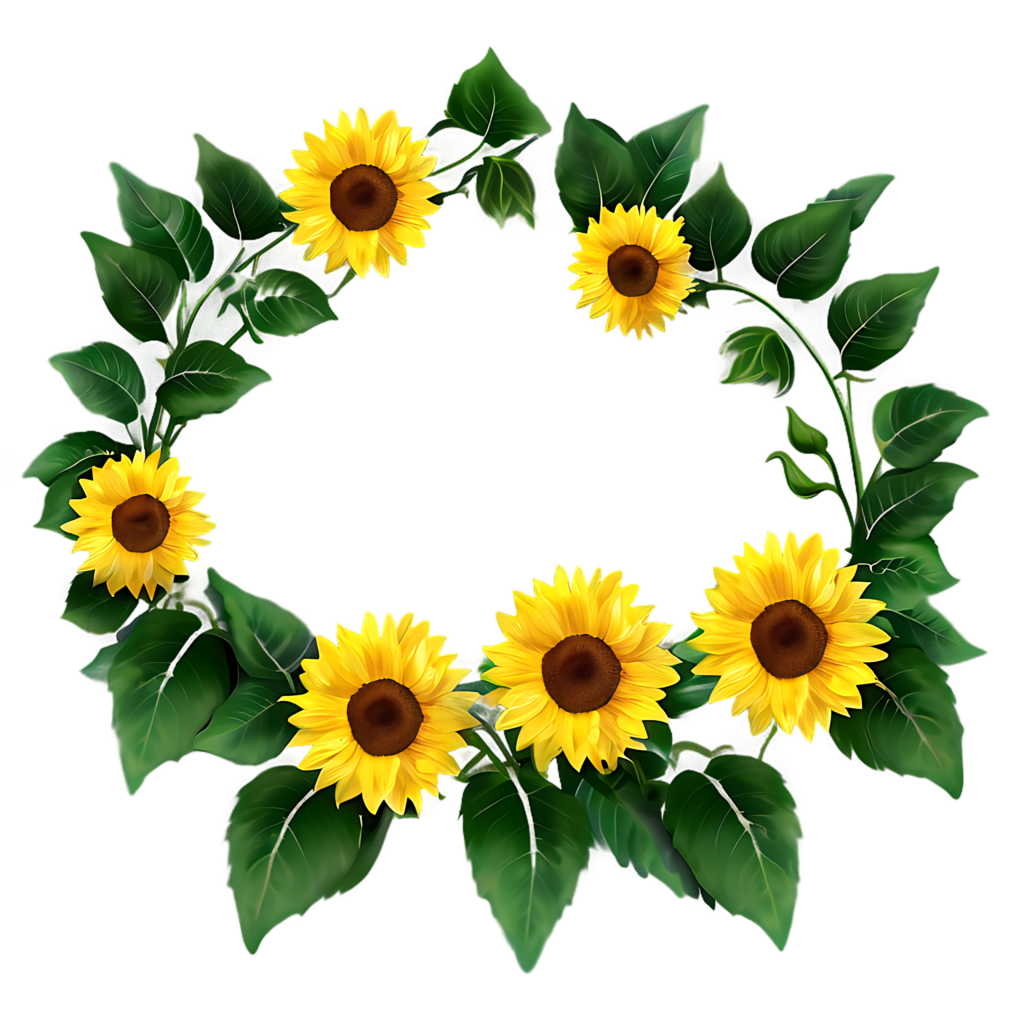 Vibrant Sunflower Frame Wallpaper for Creative Designs - Transparent BG