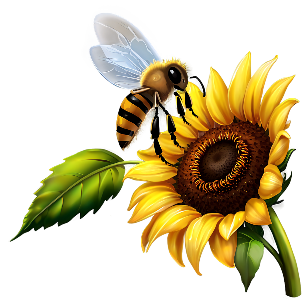 Vibrant Sunflower with Bee: Bright Floral Wallpaper Background