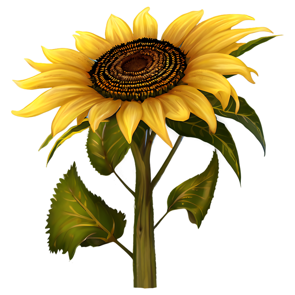 Vibrant Sunflower Illustration with Transparent Background Wallpaper