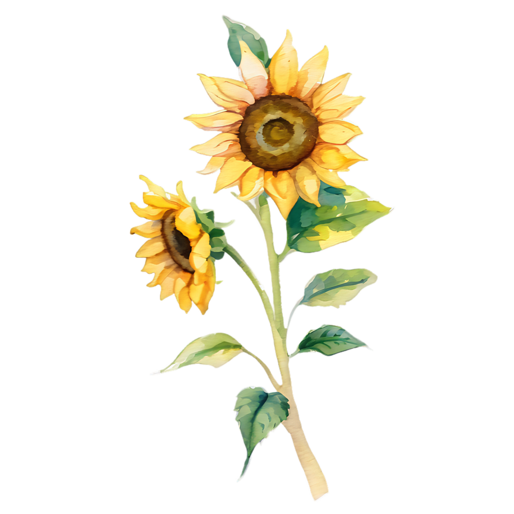 Stunning Sunflower Watercolor Wallpaper on Transparent Background