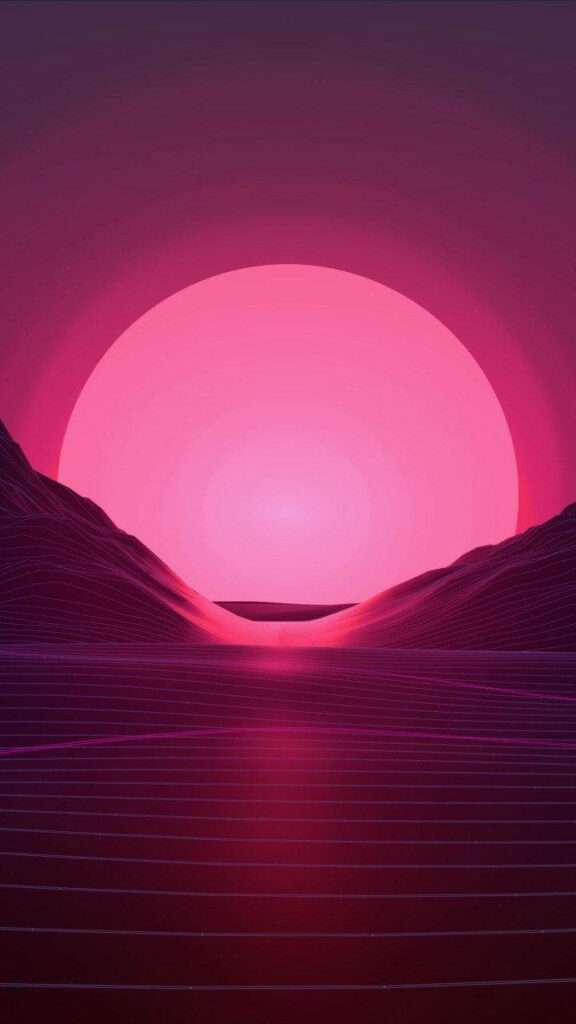 Radiant Serenity: Pink Sunset between Majestic Peaks Wallpaper