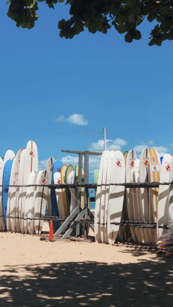 Tropical Surfboards Mobile Wallpaper: Colorful Beach Scene