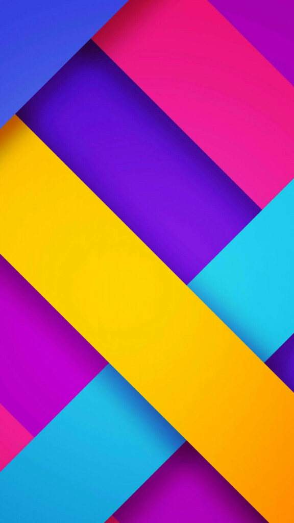 Vibrant Kaleidoscope: A Burst of Colors in Overlapping Geometric Stripes Wallpaper