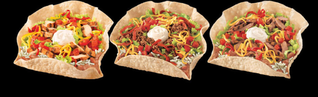 Vibrant Taco Bowls Wallpaper: Colorful Ingredients on Black Background