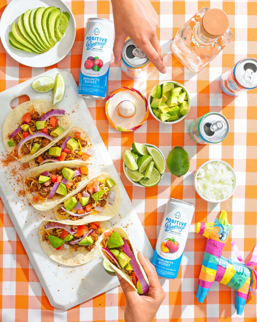 Festive Taco Wallpaper: Colorful Dining Scene with Avocado & Lime