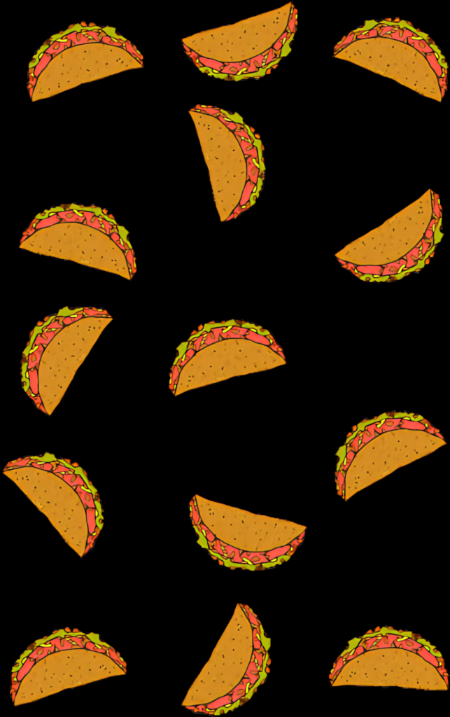 Vibrant Taco Pattern Wallpaper on Black Background