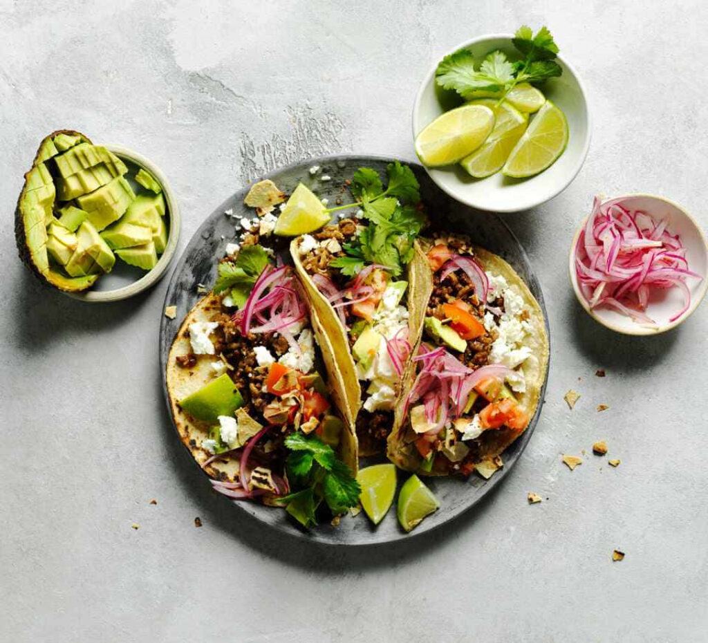 Vibrant Taco Platter with Fresh Ingredients - Wallpaper Background