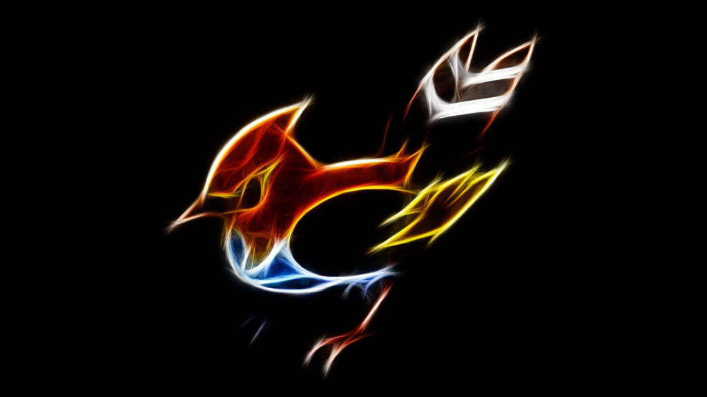 Vibrant Talonflame Fractal Art Wallpaper: Dynamic Pokémon Design