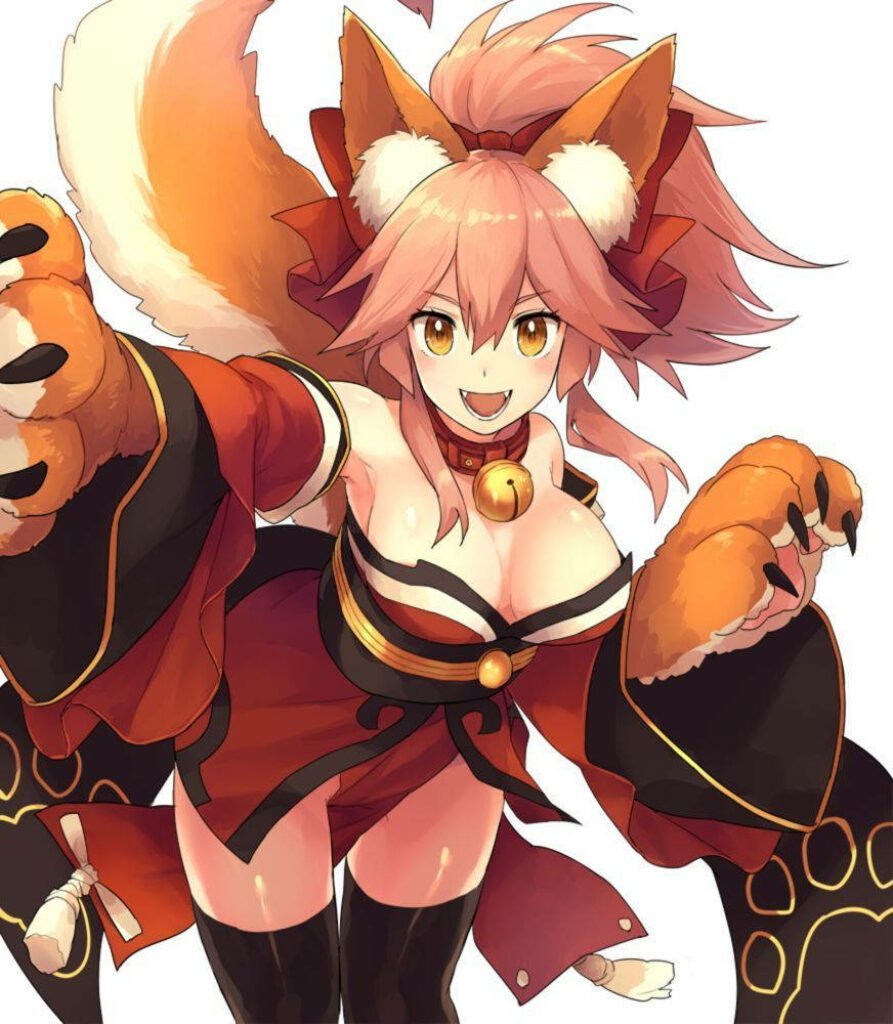Vibrant Fate/Grand Order Tamamo Cat Wallpaper: Playful Design