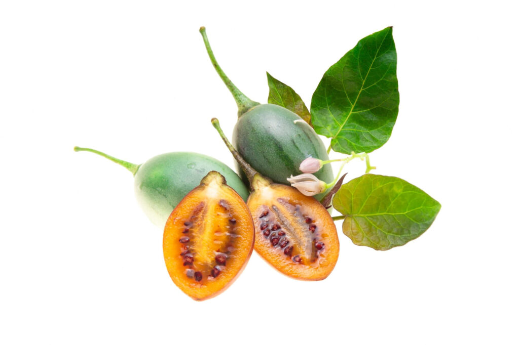 Vibrant Tamarillo Wallpaper: Tropical Green Fruits & Orange Interior