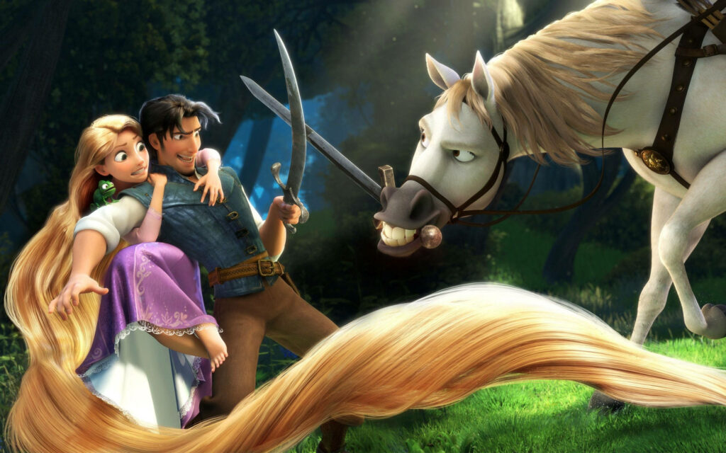 Vibrant Tangled Wallpaper: Rapunzel, Flynn Rider & Maximus Adventure