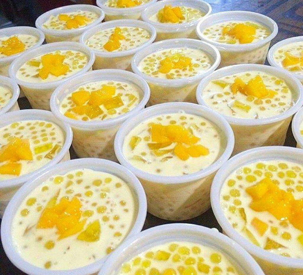 Vibrant Tapioca Mango Float Wallpaper: Creamy, Fruity Dessert Delight