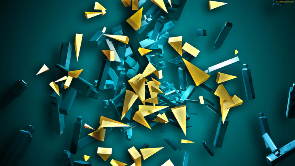 Vibrant Teal Background with Colorful Geometric Abstract Wallpaper