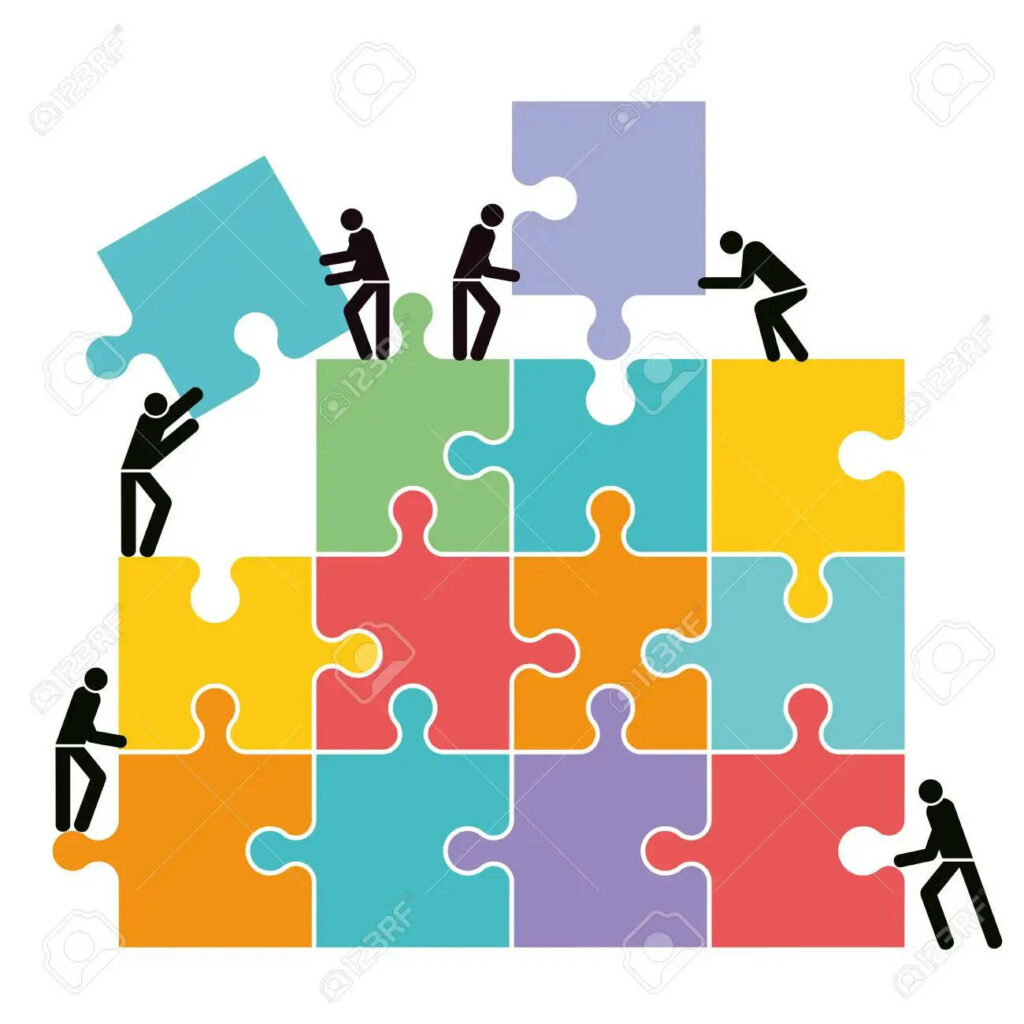 Vibrant Wallpaper: Teamwork & Collaboration in Puzzle Assembly