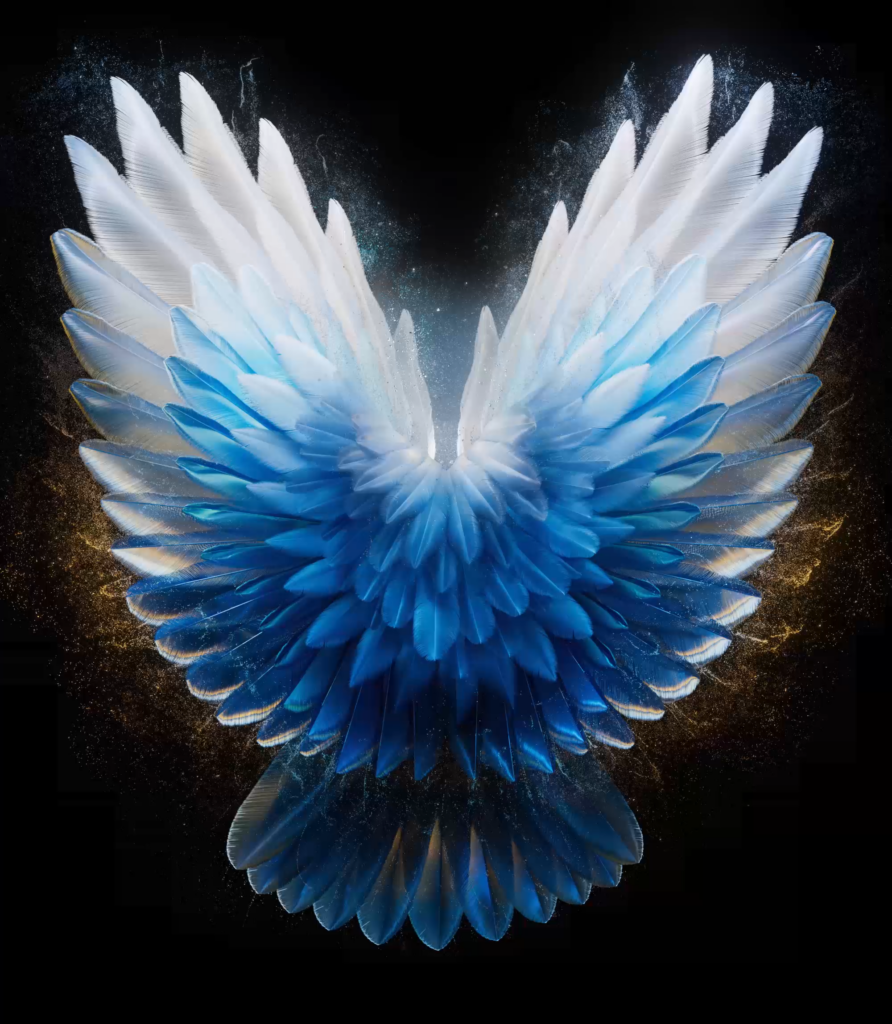 Vibrant Wings Wallpaper for Tecno Phantom V Fold 2: Blue Gradient Design