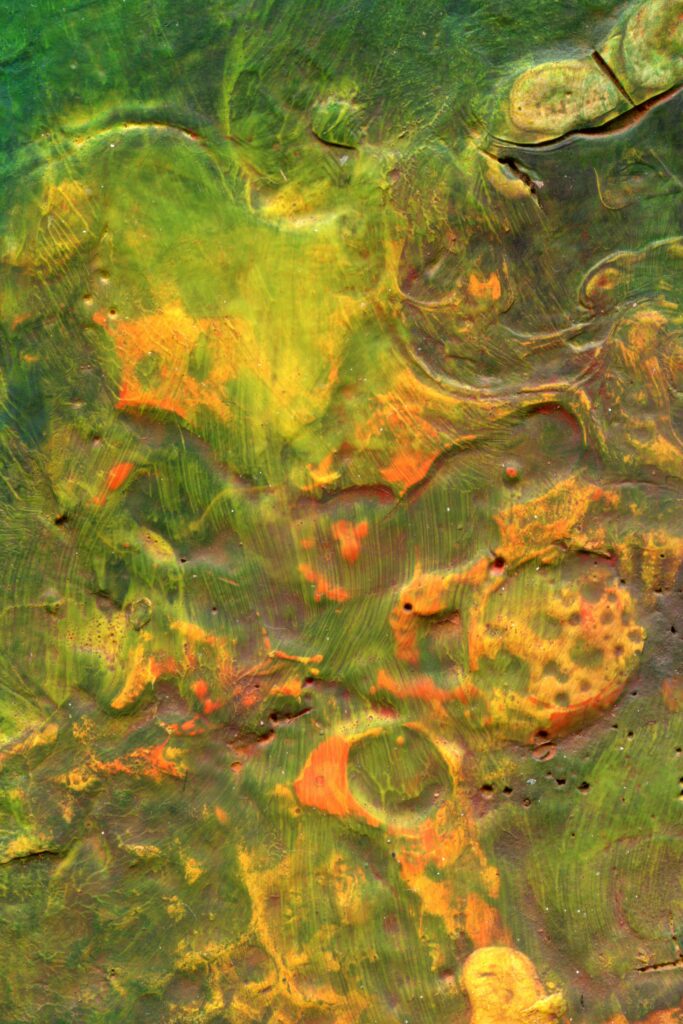 Vibrant Abstract Canvas Wallpaper in Green, Yellow & Orange Hues