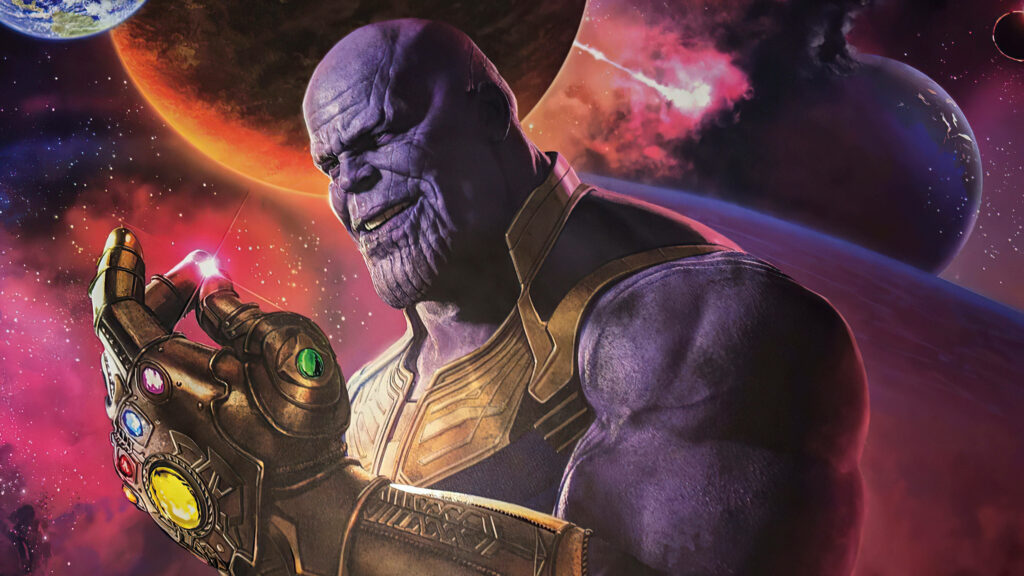 Thanos Wielding Reality Stone: Cosmic Wallpaper Background
