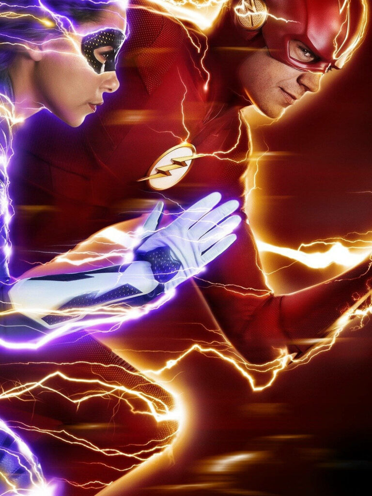 Dynamic Flash and Female Speedster Wallpaper with Lightning Effects