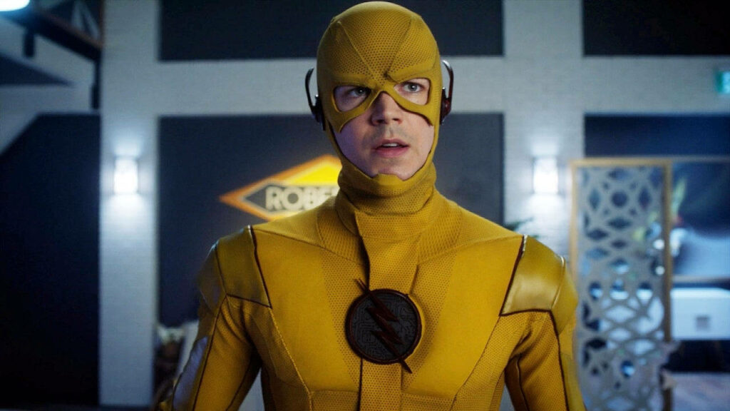 Dynamic The Flash Wallpaper: Striking Yellow Suit Superhero Background