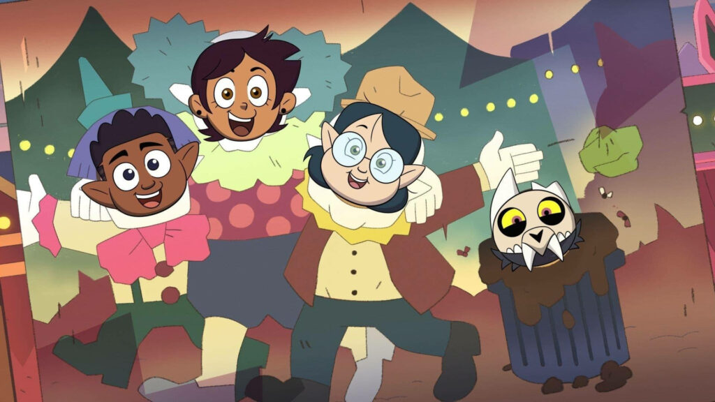 Playful *The Owl House* Wallpaper: Characters at a Fun Fair