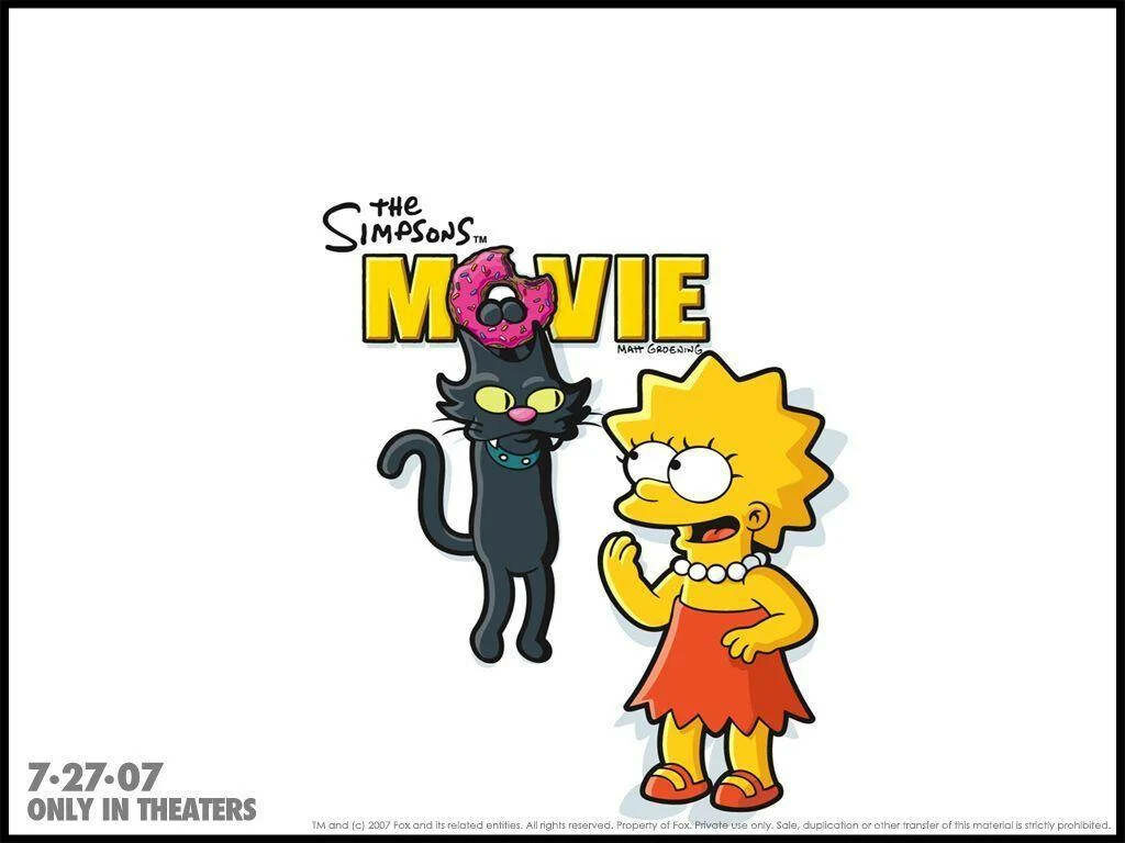 Lisa and Snowball Shine in Vibrant The Simpsons Movie Wallpaper