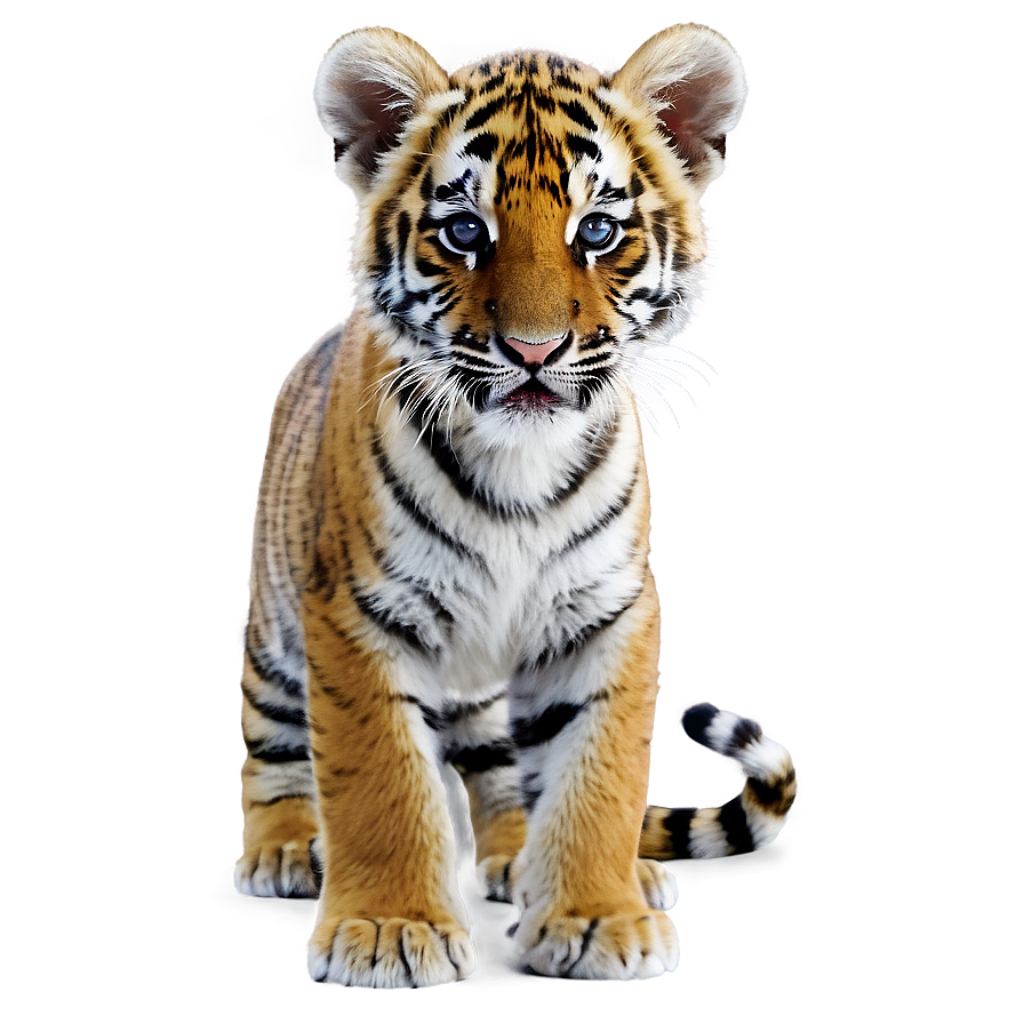 Vibrant Tiger Cub Wallpaper: Lifelike Stripes & Curious Expression