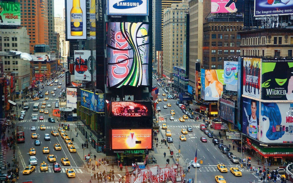 Vibrant Times Square Wallpaper: Colorful Billboards & Busy Streets