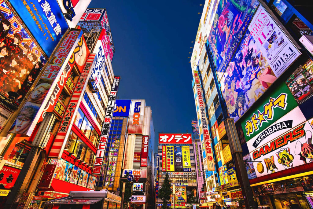 Vibrant Tokyo Night Cityscape Wallpaper - Bright Billboards & Signage