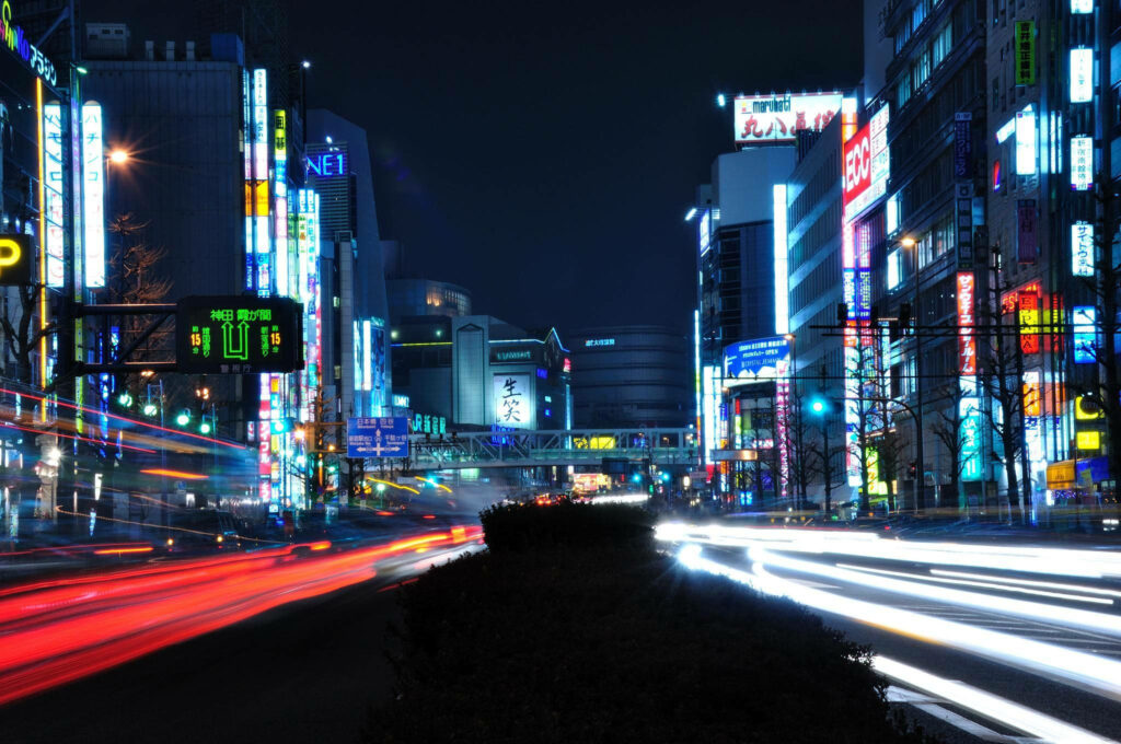 Vibrant Tokyo Night Wallpaper: Neon Streets & Light Trails