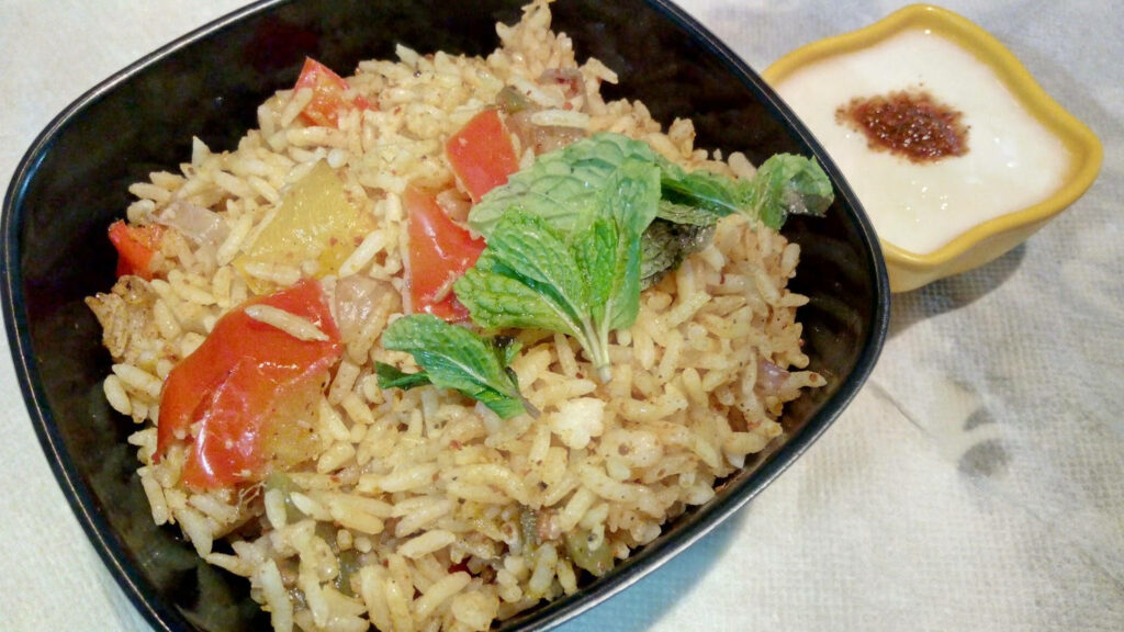 Vibrant Tomato Basil Rice with Yogurt Dip - Stunning Wallpaper Background