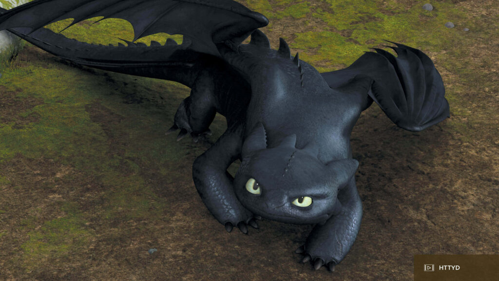 Toothless Wallpaper: Vibrant Night Fury Dragon with Luminous Green Eyes