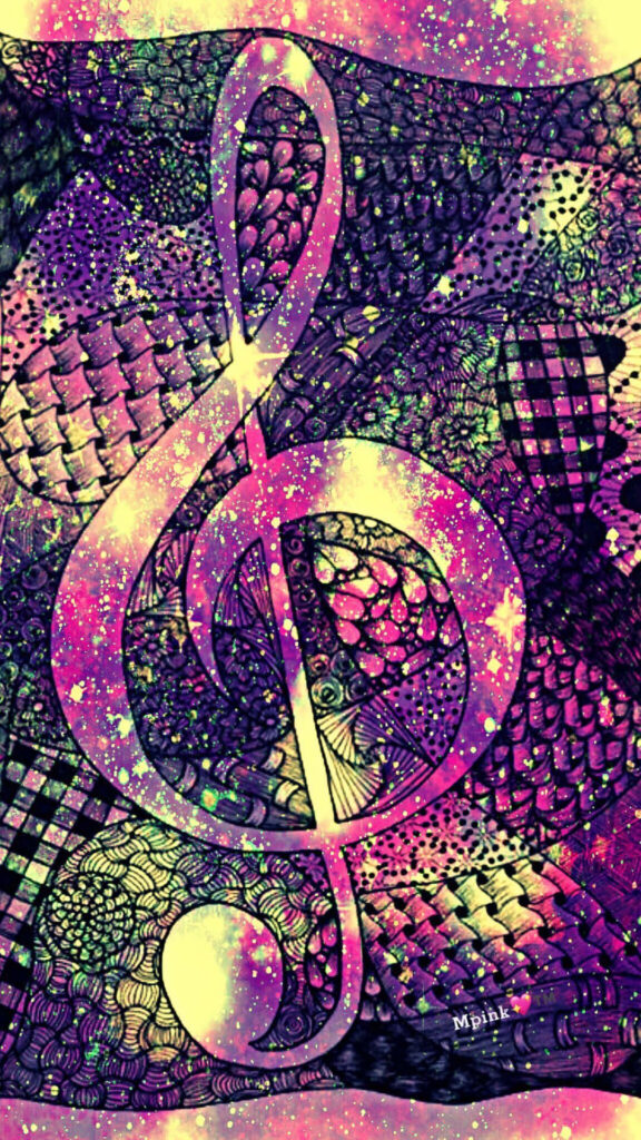 Vibrant Treble Clef Wallpaper: Colorful Abstract Patterns & Sparkling Effects