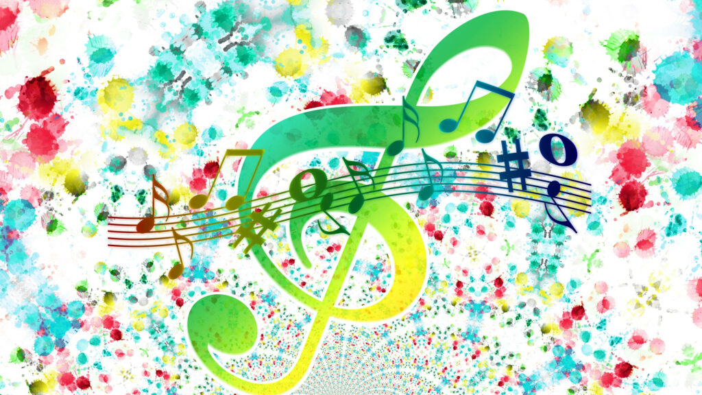 Colorful Treble Clef Wallpaper: Vibrant Music Note Design