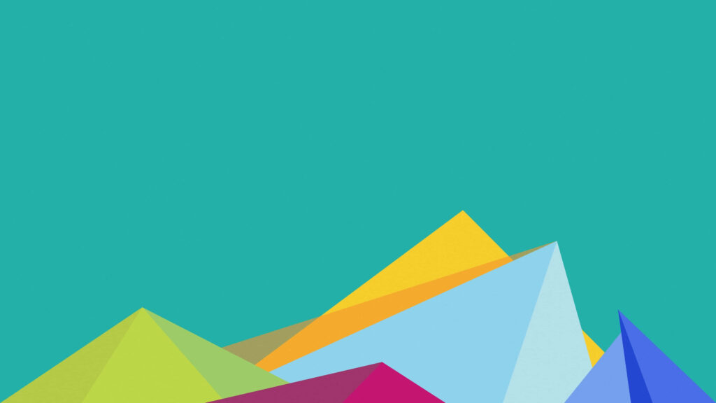 Vibrant Triangle Minimalist Wallpaper on Teal Background