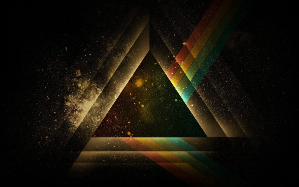 Dynamic 2560x1600 Wallpaper: Black Triangle with Colorful Stripes