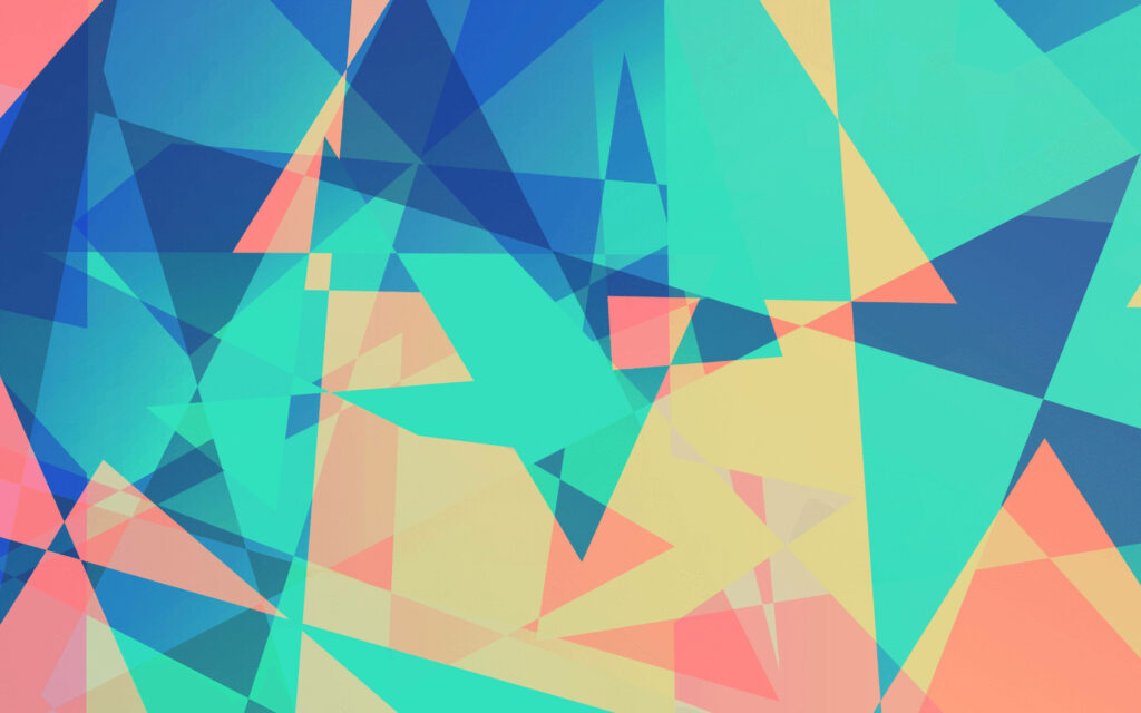 Vibrant Abstract Triangle Wallpaper in Blue, Green, and Coral