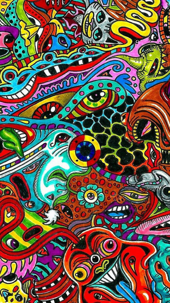 Psychedelic Snake Scale Wallpaper: Vibrant Abstract Patterns & Colors