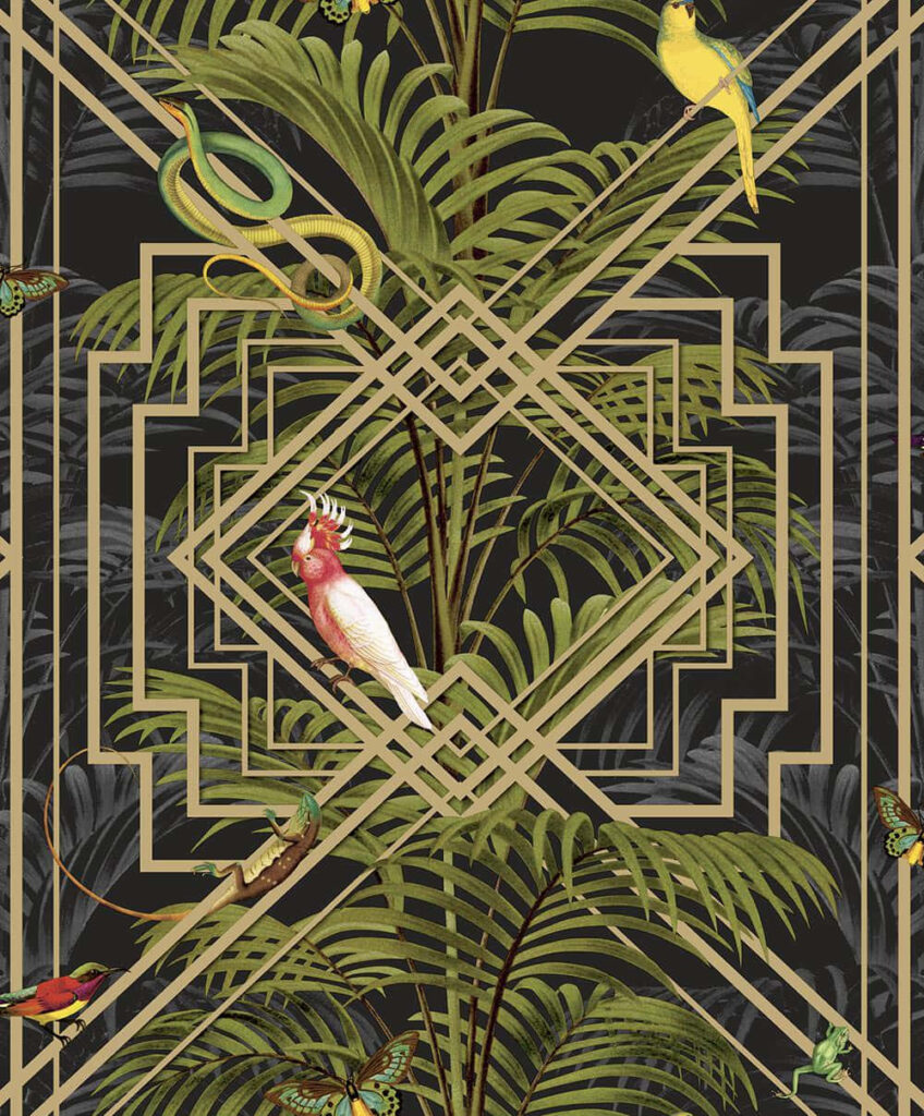 Exotic Birds & Tropical Foliage Wallpaper: Artistic Jungle Design