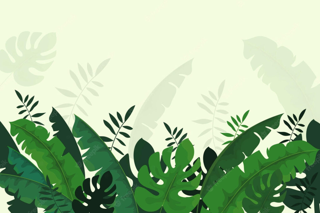 Vibrant Tropical Foliage Vector Wallpaper Background in Light Green