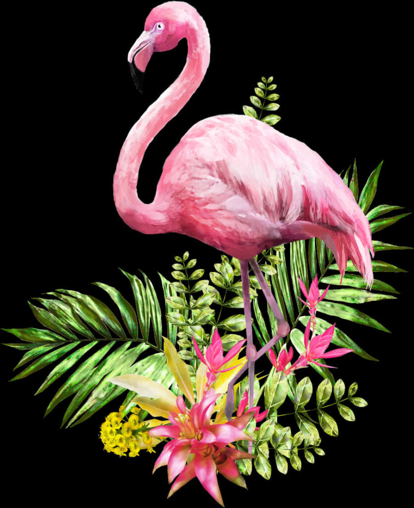 Vibrant Tropical Wallpaper: Pink Flamingo & Exotic Foliage Background