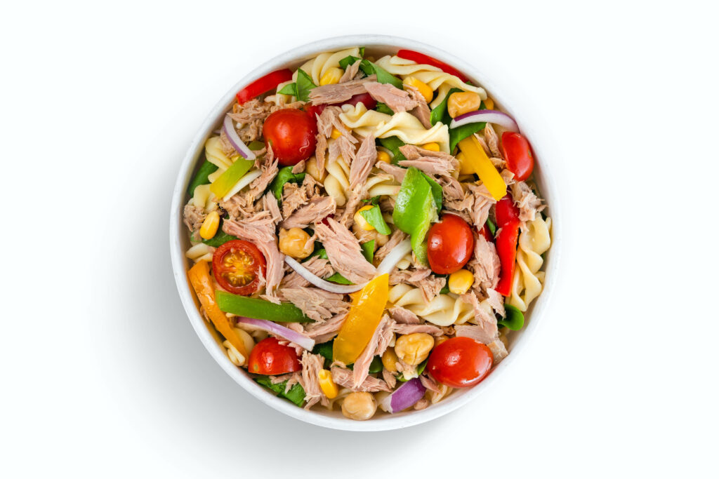 Vibrant Tuna Pasta Wallpaper: Colorful & Delicious Meal Background