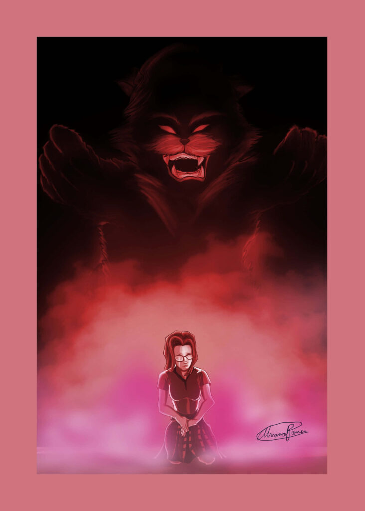 Dynamic Turning Red Wallpaper: Intense Panda Shadow & Vibrant Colors