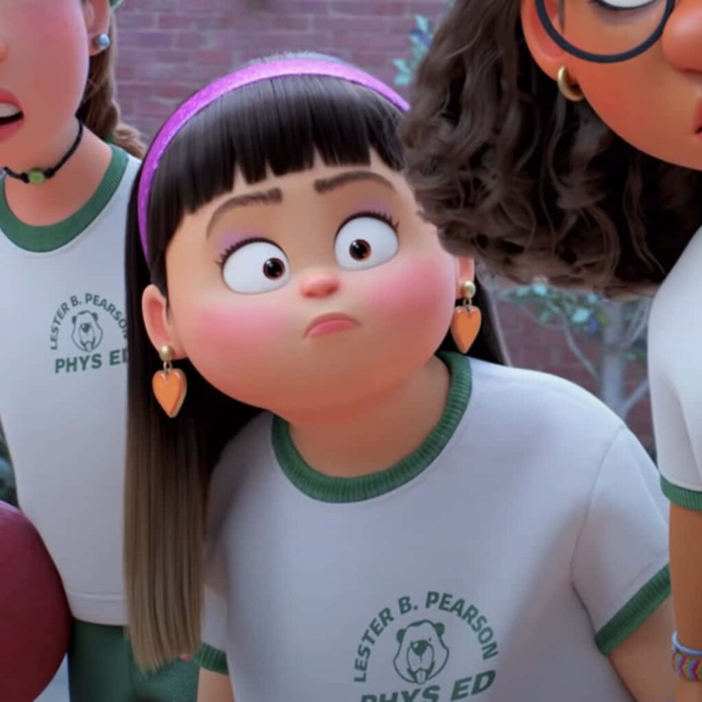 Turning Red Character Wallpaper: Expressive Emotions in School Setting