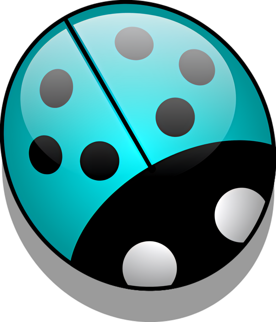 Stylized Ladybug Wallpaper: Turquoise Art on Black Background